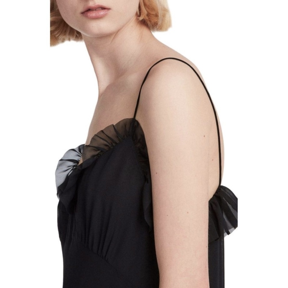 NWT All Saints Sanse Tiered Frilly Mini Dress in Black Sz. 4 - Picture 4 of 5
